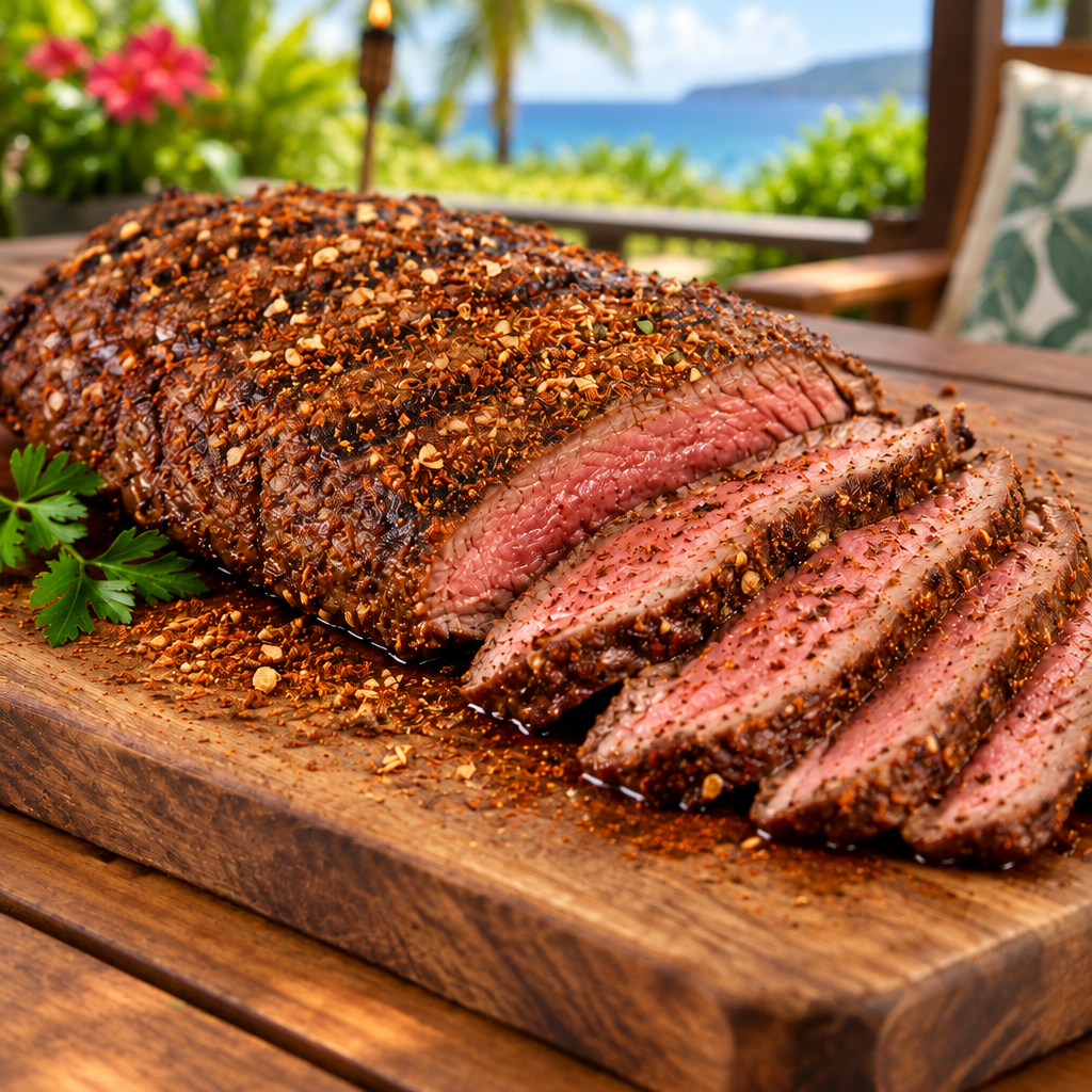 Grilled Flank Steak with Volcanic Legend Marinade